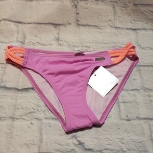 Lascana Pink Bikini Bottom with Orange Braided Sides